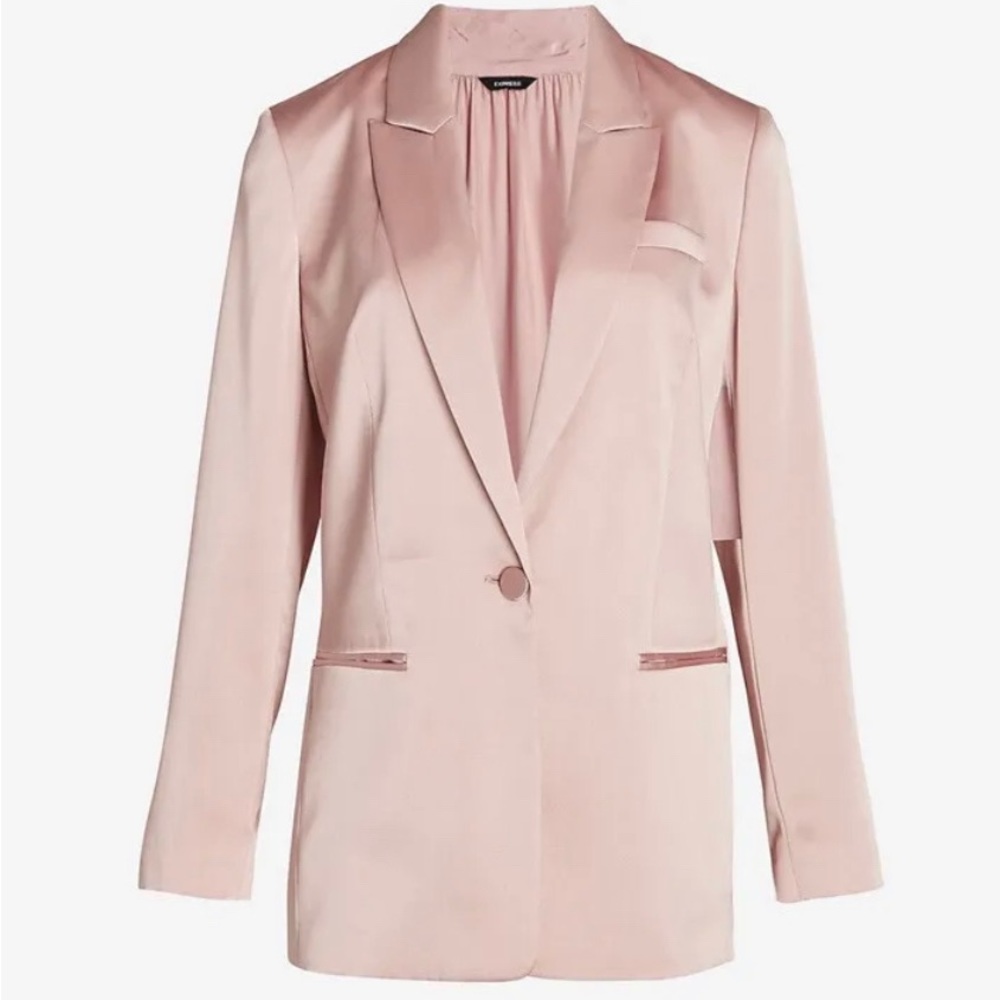 NWOT express pale pink satin blazer with shoulder pads